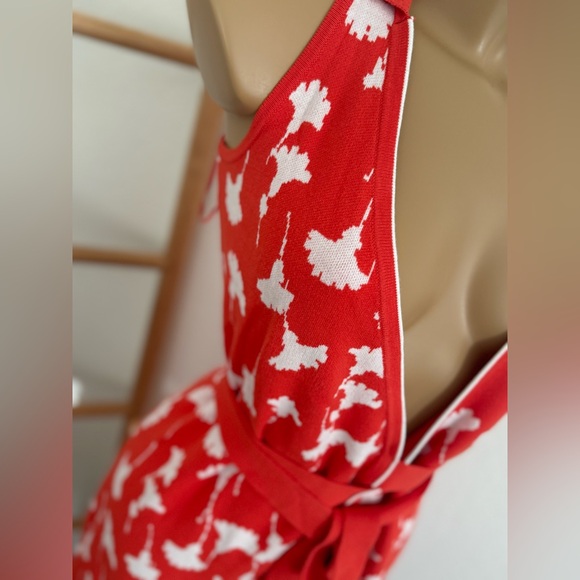 NWOT Women's Collared Sleeveless Cherry Tomato Sweaterknit Midi Wrap Dress - Picture 9 of 11